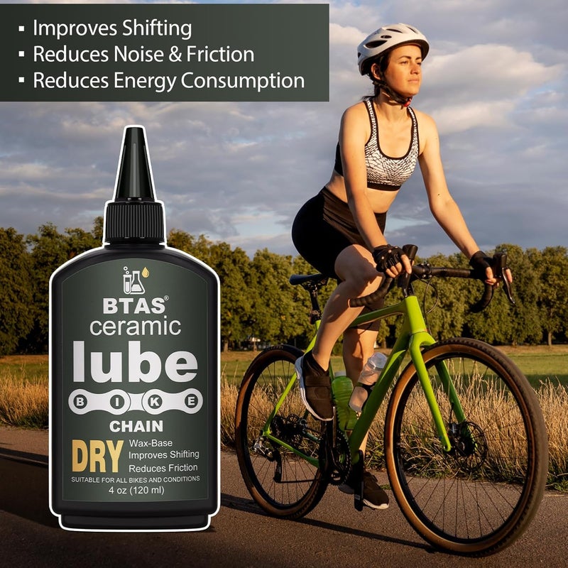 BTAS Dry Bike Chain Wax Lube 4 oz for Road,Mountain Bike,MTB & Bicycle Chain Lubricant Oil with Ceramic Nanoparticle and PTFE (Teflon) - Image 2